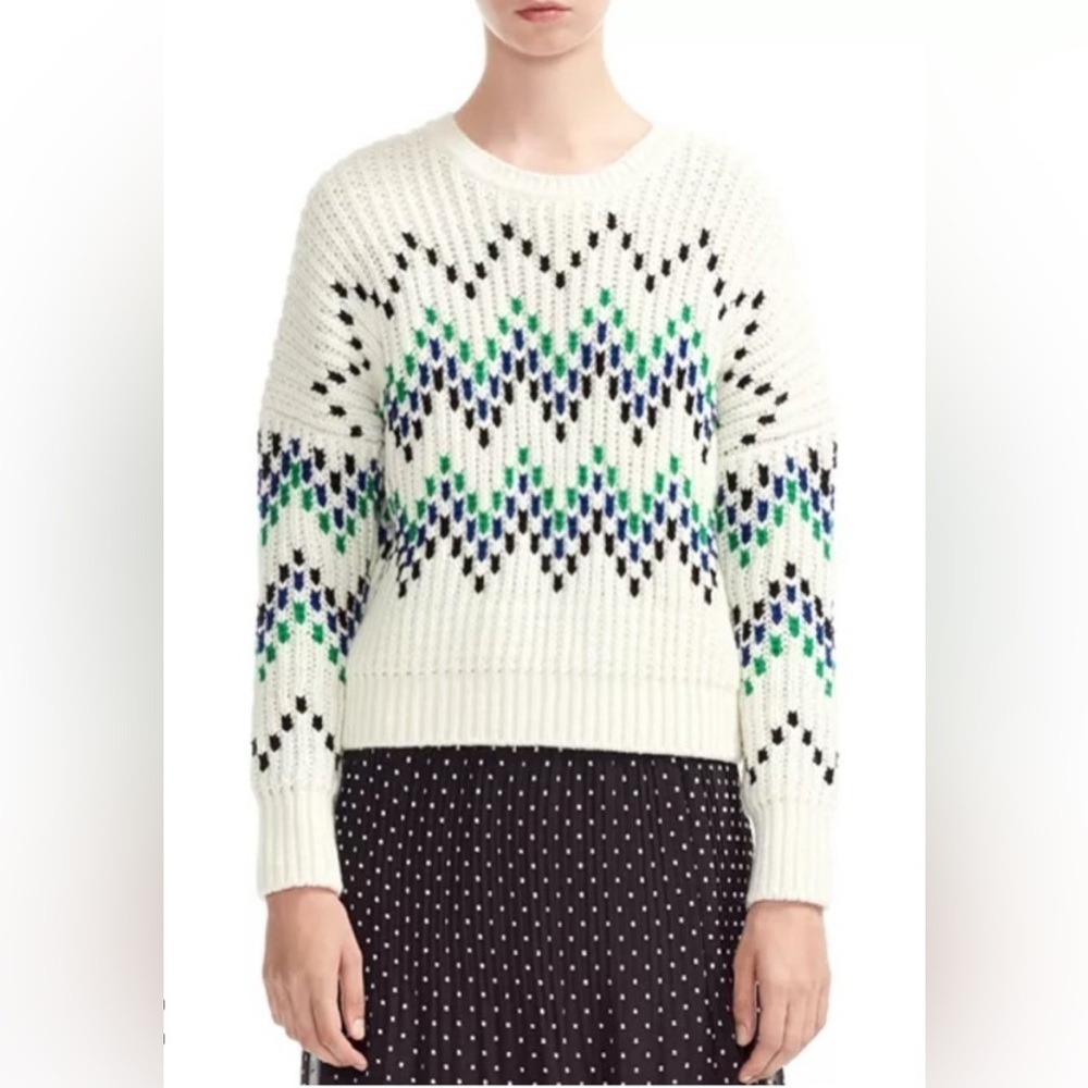 Maje Massimo Chevron Pattern Shaker Stitch Wool Blend Sweater